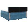 Boxspring ágy matraccal fejtámlával kék 200 x 200 cm bársony