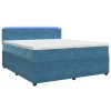 Boxspring ágy matraccal fejtámlával kék 200 x 200 cm bársony