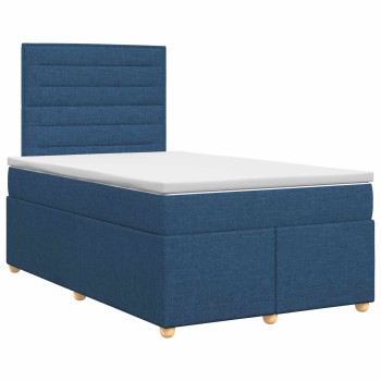Boxspring ágy matraccal fejtámlával kék 120 x 190 cm szövet