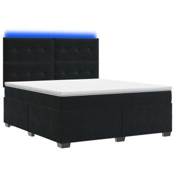 Boxspring ágy matraccal fejtámlával fekete 180 x 200 cm bársony