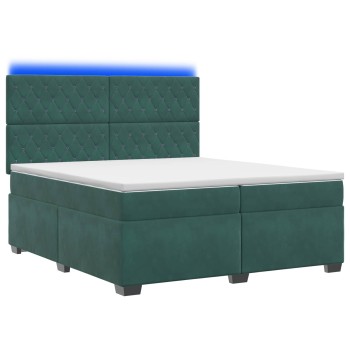 Boxspring ágy matraccal sötétzöld 200 x 200 cm bársony