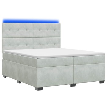 Boxspring ágy matraccal világosszürke 200 x 200 cm bársony