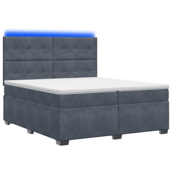 Boxspring ágy matraccal sötétszürke 200 x 200 cm bársony