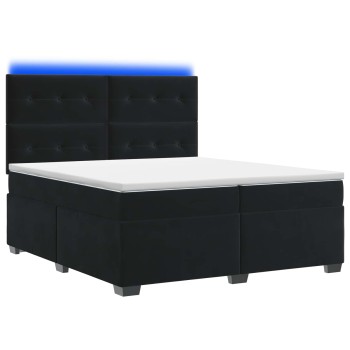 Boxspring ágy matraccal fejtámlával fekete 200 x 200 cm bársony
