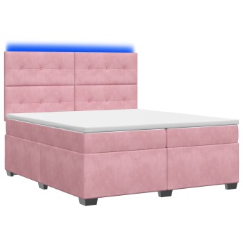 Boxspring ágy matraccal rózsaszín 200 x 200 cm bársony