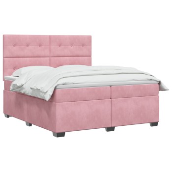 Boxspring ágy matraccal rózsaszín 200 x 200 cm bársony