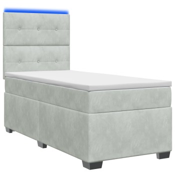 Boxspring ágy matraccal és led-del világosszürke 90 x 190 cm