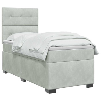 Boxspring ágy matraccal és led-del világosszürke 90 x 190 cm