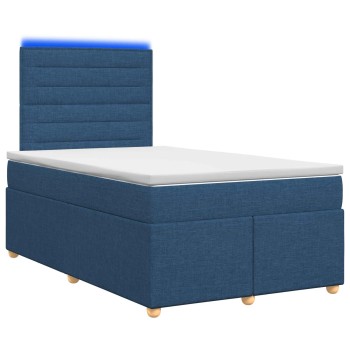 Boxspring ágy matraccal led szalagokkal kék 120 x 190 cm szövet