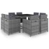 9 részes antracitszürke polyrattan étkezőszett párnákkal