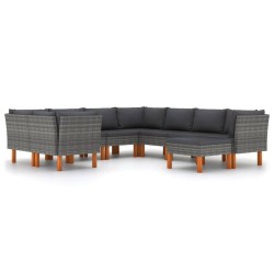 9 részes szürke polyrattan kerti ülőgarnitúra párnákkal