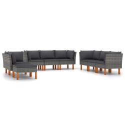 9 részes szürke polyrattan kerti ülőgarnitúra párnákkal