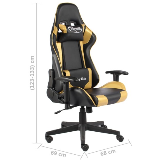Aranyszínű pvc forgó gamer szék