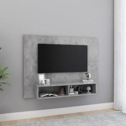 Betonszürke fali forgácslap tv-szekrény 120 x 23,5 x 90 cm