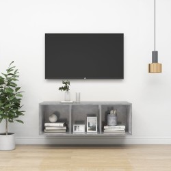 Betonszürke falra szerelhető forgácslap tv-szekrény 37x37x107cm