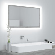 Betonszürke led-es forgácslap fürdőszobai tükör 80x8,5x37 cm