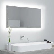 Betonszürke led-es forgácslap fürdőszobai tükör 90x8,5x37 cm