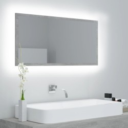 Betonszürke led-es forgácslap fürdőszobai tükör 90x8,5x37 cm