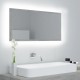 Betonszürke led-es forgácslap fürdőszobai tükör 90x8,5x37 cm