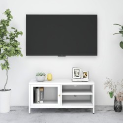 Fehér acél és üveg tv-szekrény 90 x 30 x 44 cm
