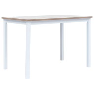 Fehér és barna tömör gumifa étkezőasztal 114 x 71 x 75 cm