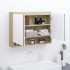 Fehér és tölgy mdf tükrös fürdőszobaszekrény 80 x 15 x 60 cm