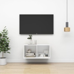 Fehér falra szerelhető forgácslap tv-szekrény 37 x 37 x 72 cm
