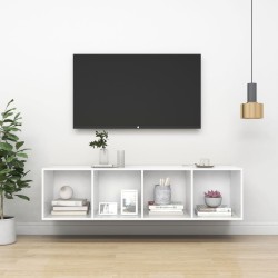 Fehér falra szerelhető forgácslap tv-szekrény 37x37x142,5 cm