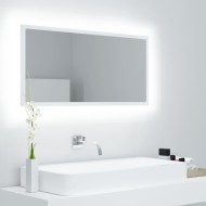 Fehér led-es forgácslap fürdőszobai tükör 90 x 8,5 x 37 cm
