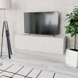 Fehér magasfényű faforgácslap tv szekrény 120 x 40 x 34 cm