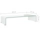 Fehér üveg tv/monitor állvány 60x25x11 cm