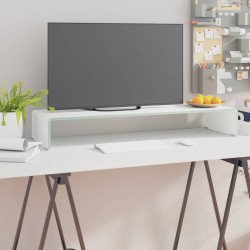 Fehér üveg tv/monitor állvány 90x30x13 cm