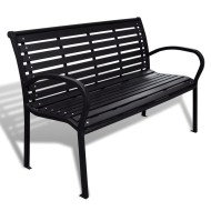 Fekete acél és wpc kerti pad 125 cm