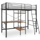 Fekete fém emeletes ágykeret asztallal 90 x 200 cm Fekete fém emeletes ágykeret asztallal 90 x 200 cm