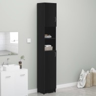 Fekete forgácslap fürdőszobaszekrény 32 x 25,5 x 190 cm