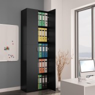 Fekete forgácslap irodai szekrény 60 x 32 x 190 cm