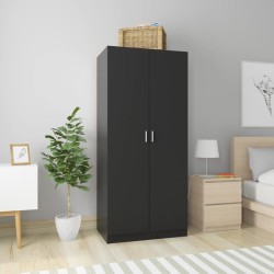 Fekete forgácslap ruhásszekrény 80 x 52 x 180 cm