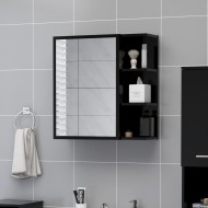 Fekete forgácslap tükrös fürdőszoba szekrény 62,5x20,5x64 cm
