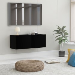 Fekete forgácslap tv-szekrény 80 x 30 x 30 cm