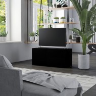 Fekete forgácslap tv-szekrény 80 x 34 x 36 cm