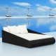 Fekete polyrattan kerti ágy 201 x 139 cm