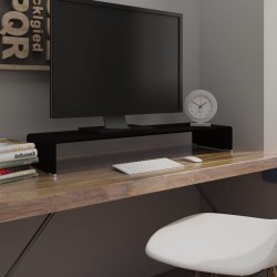 Fekete üveg tv/monitor állvány 100x30x13 cm