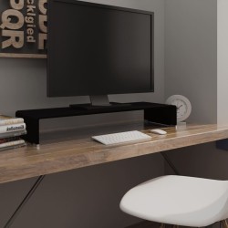 Fekete üveg tv/monitor állvány üveg 90x30x13 cm