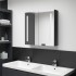 Fényes fekete led-es tükrös fürdőszobaszekrény 62 x 14 x 60 cm