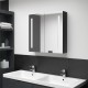 Fényes fekete led-es tükrös fürdőszobaszekrény 62 x 14 x 60 cm