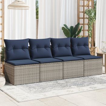 | kerti kanapé | párnával szürke 227 x 62 x 69 cm polirattan