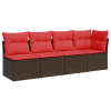 | kerti kanapé | párnával barna 227 x 62 x 69 cm polirattan