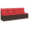 | kerti kanapé | párnával barna 227 x 62 x 69 cm polirattan