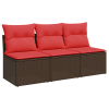 | kerti kanapé | párnával barna 165 x 62 x 69 cm poli rattan