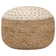 Kézzel készült fehér juta puff 45 x 30 cm